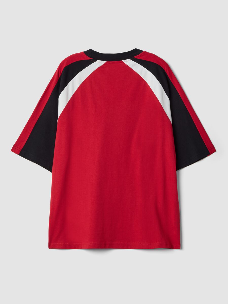 Red pure cotton T-shirt with front slogan relaxed fit_6