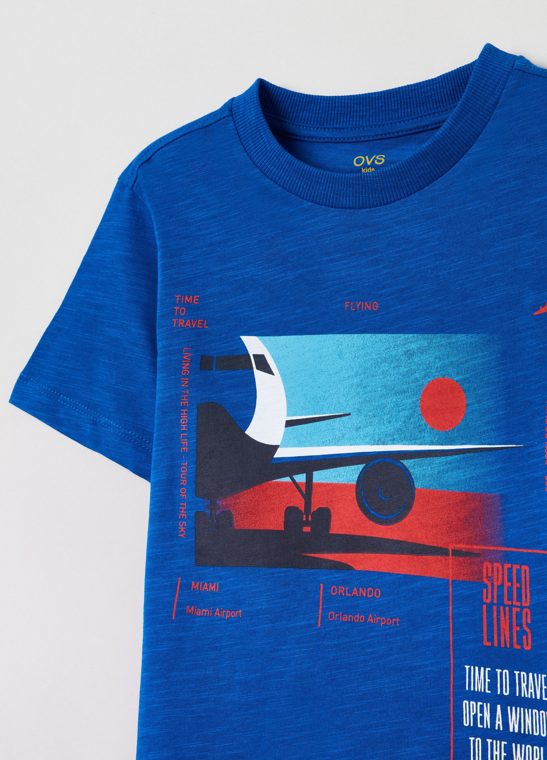 Cotton T-shirt with plane print