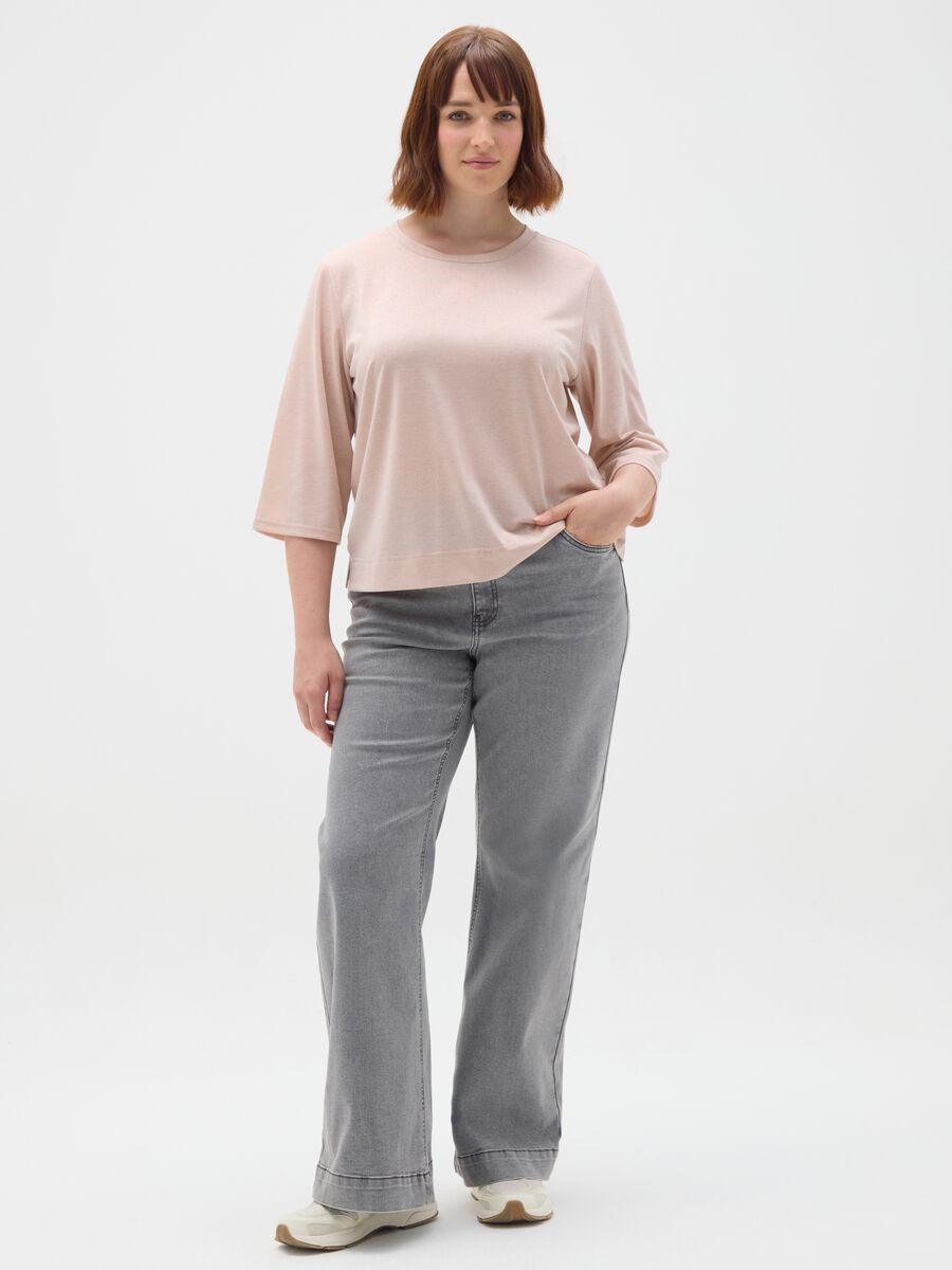 Pink regular fit stretch blend T-shirt_1