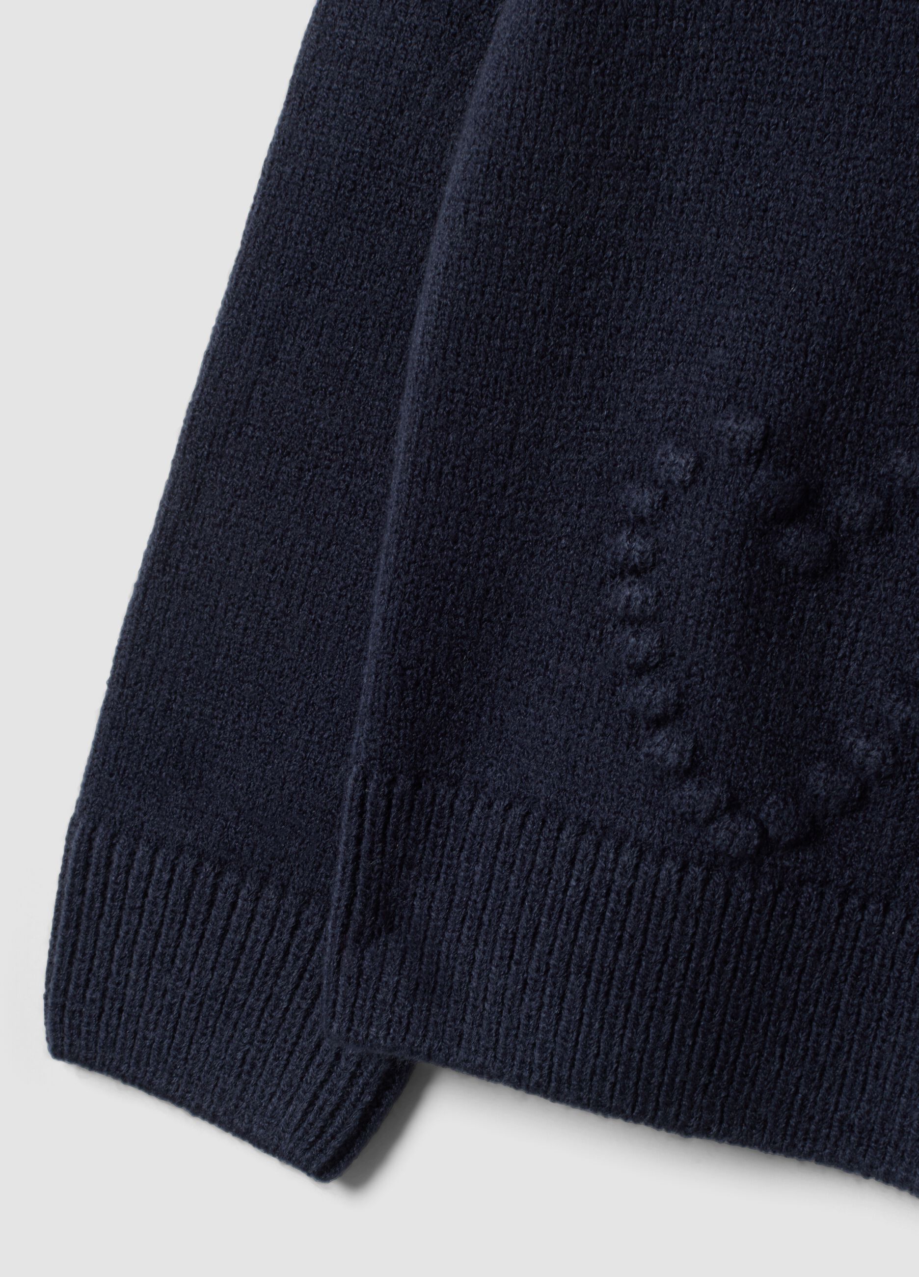 Blue crew-neck jumper with raised heart motif, regular fit, for girls