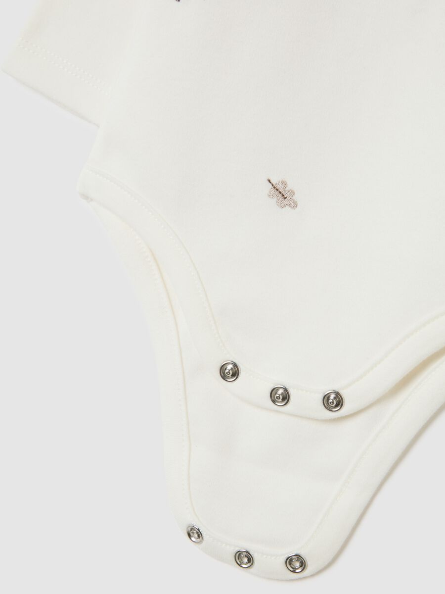 Newborn white pure cotton bodysuit with collar_3