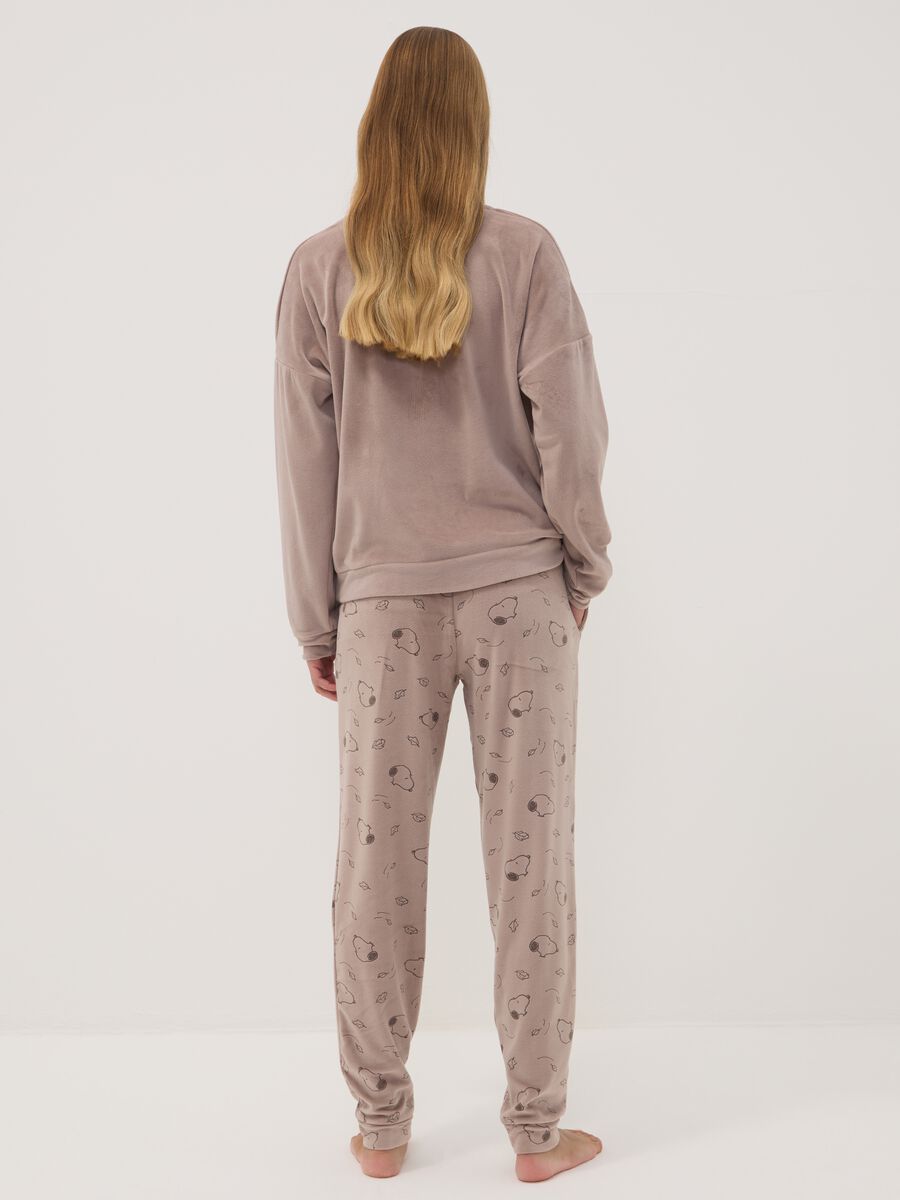 Pigiama marrone girocollo regular fit con stampa Snoopy_3