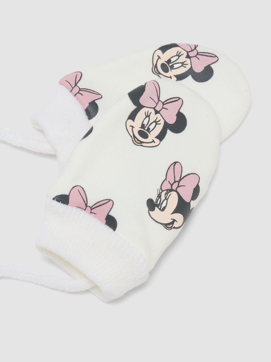 Wei&szlig;e Handschuhe aus Stretchstoff mit Minnie-Print_1