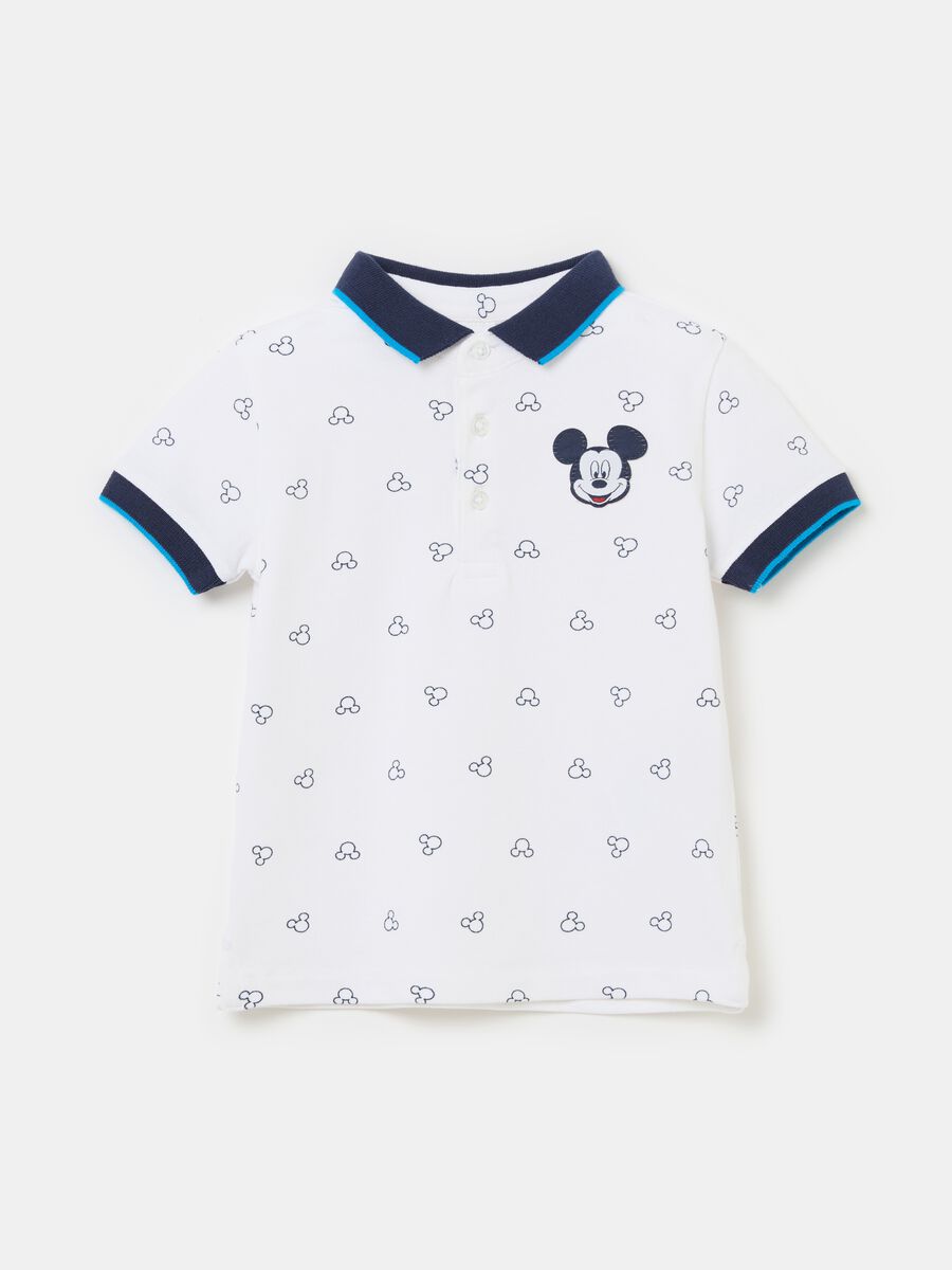 Piquet polo shirt with Mickey Mouse print_0