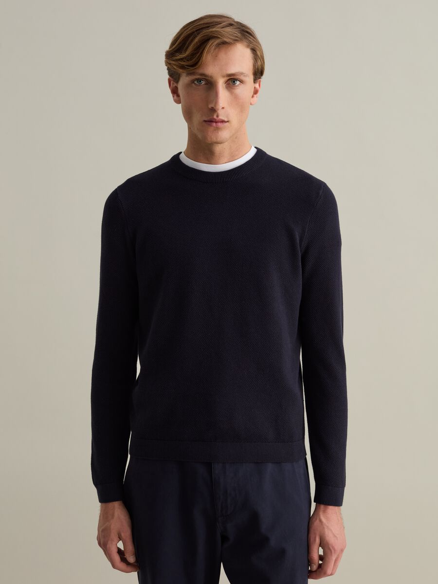Piquet pullover with round neck_0