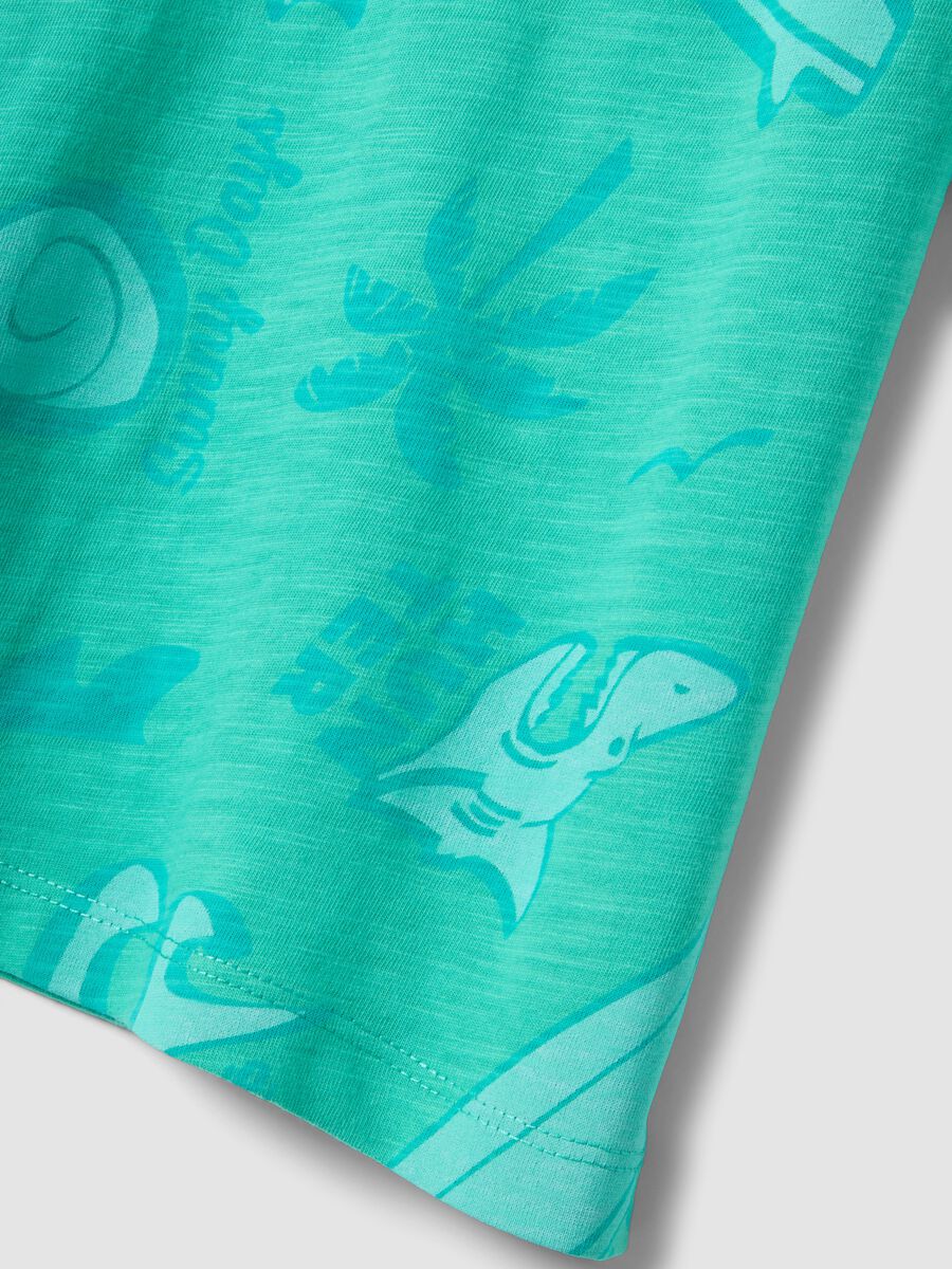 Green short-sleeved pure cotton T-shirt_3