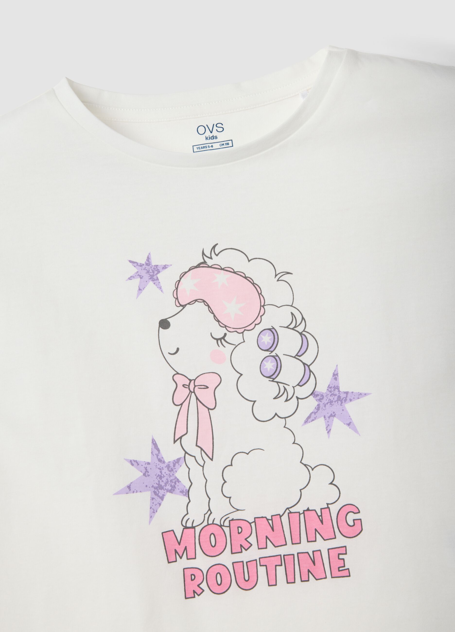 Multicolour short pyjamas in pure organic cotton for girls with prints