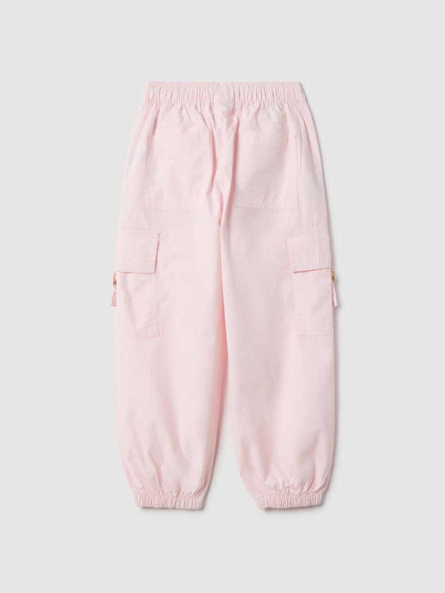 Girls' regular fit pink cotton cargo trousers_1