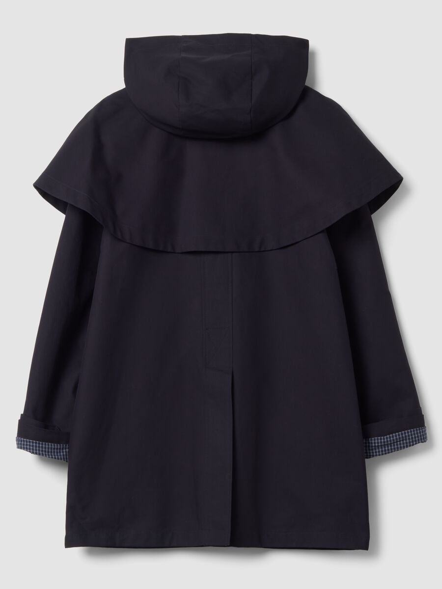 Blue pure cotton parka with hood, oversized fit_6