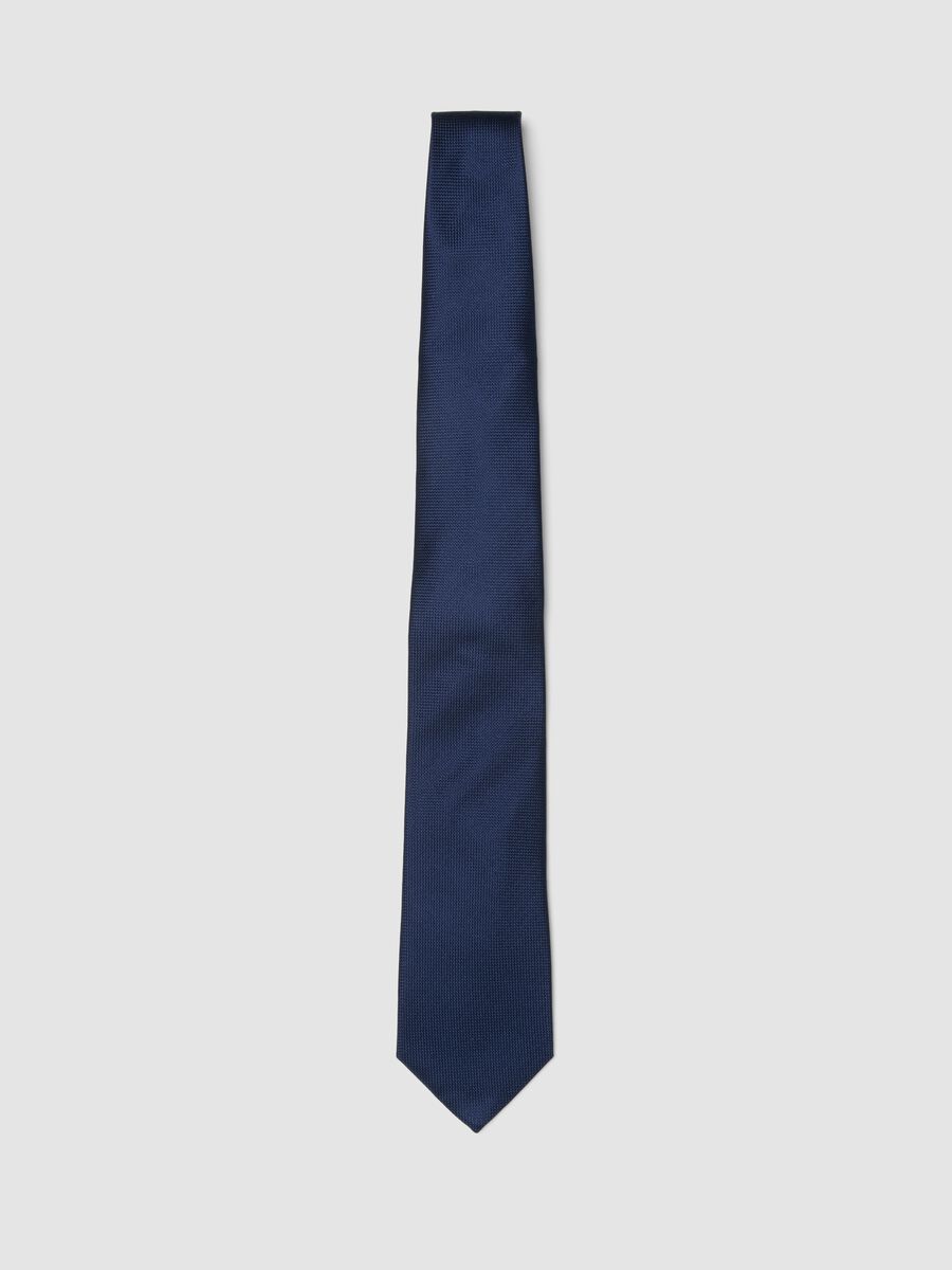Blue pure silk tie, 8 cm wide_0