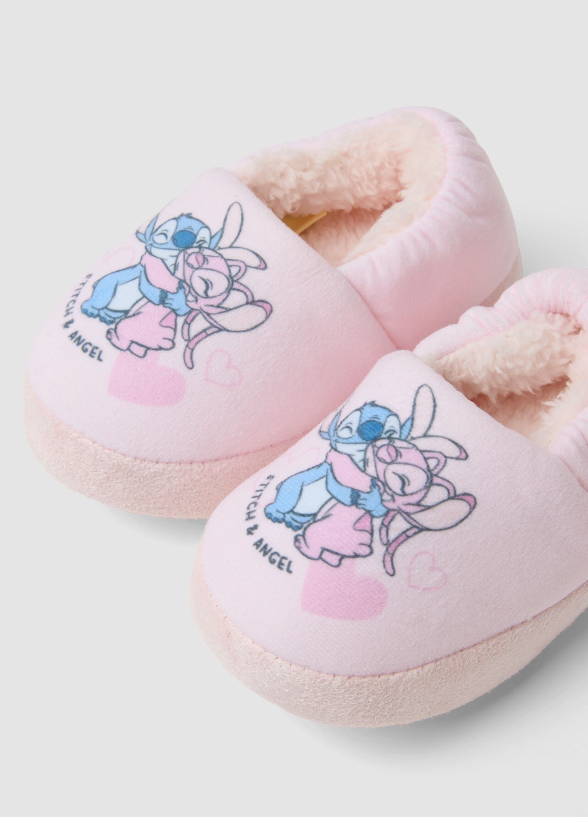 Pink Lilo & Stitch print slippers for girls