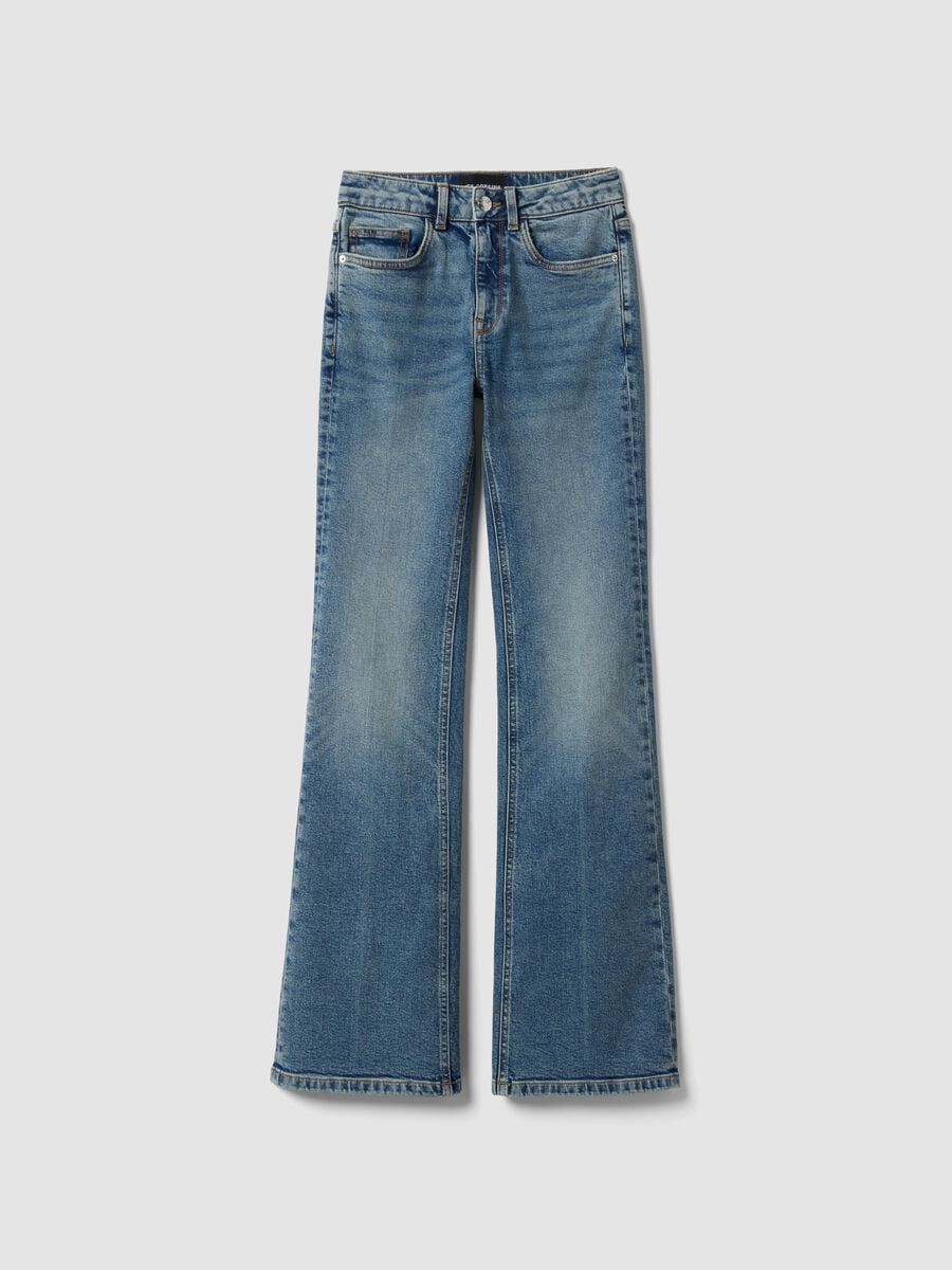 Light Blue Stretch Cotton Bootcut Jeans_0