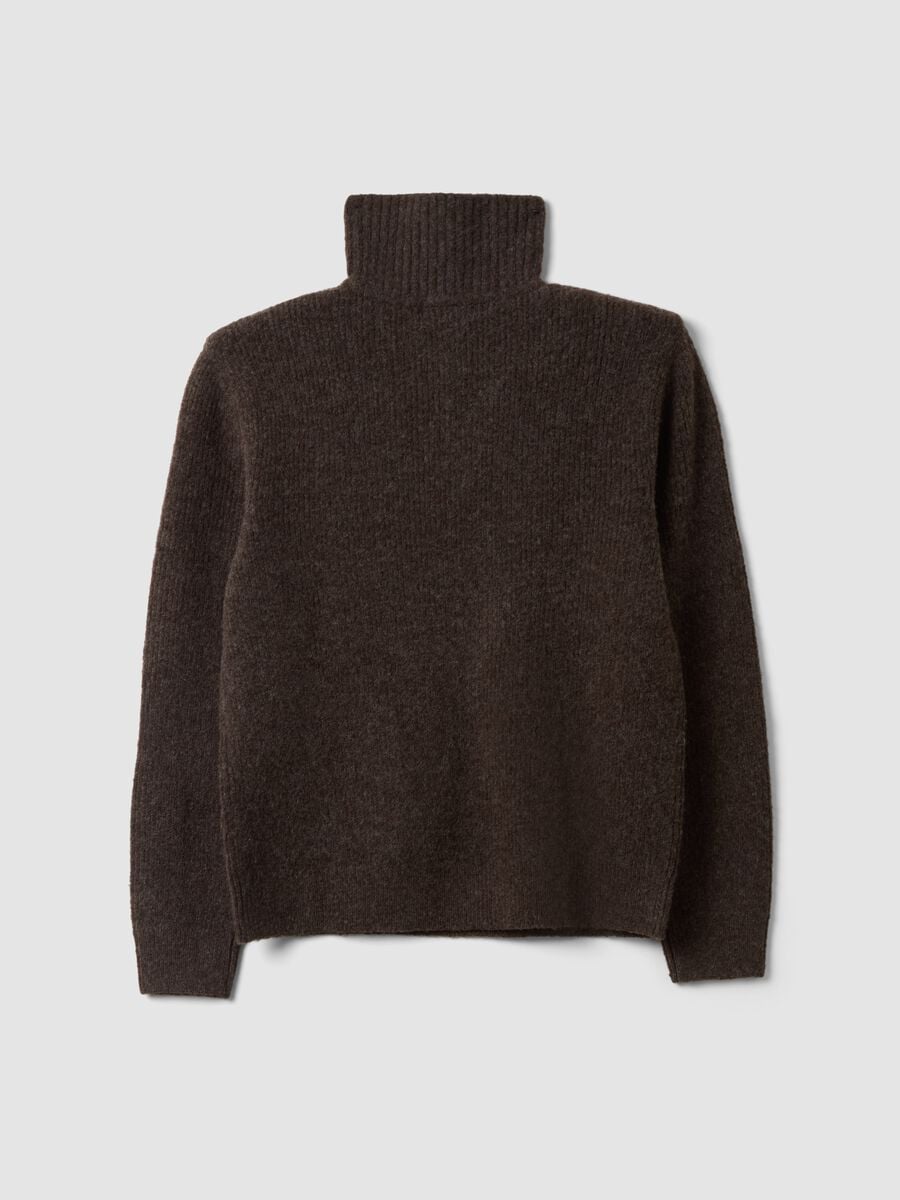 Brauner Herren-Half-Zip-Pullover aus Stretchwolle, Regular Fit_2