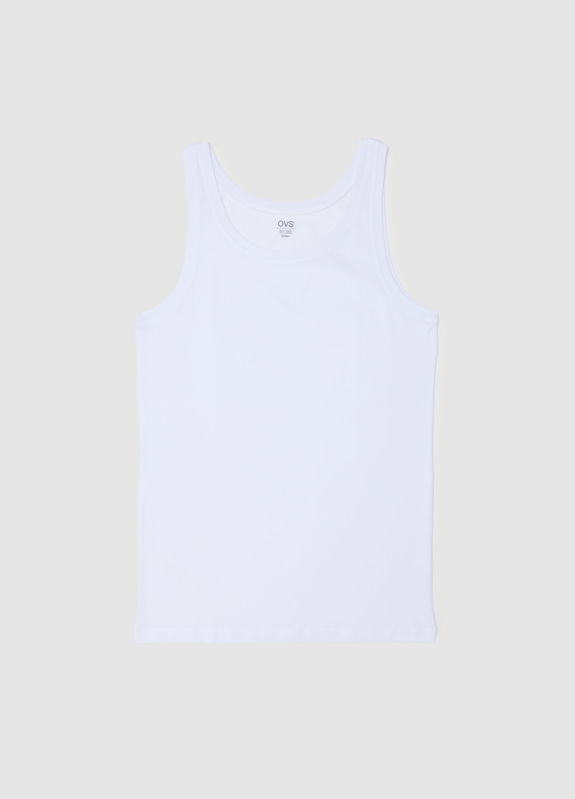 White pure cotton tank top regular fit