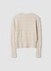 Beige openwork viscose-blend jumper, regular fit_1