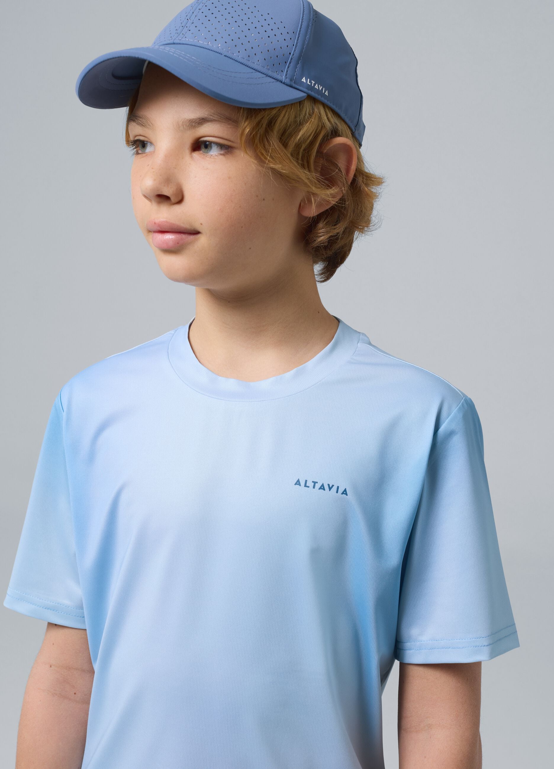 ALTAVIA COURT blue sports T-shirt in stretch technical fabric with tie-dye effect for boys