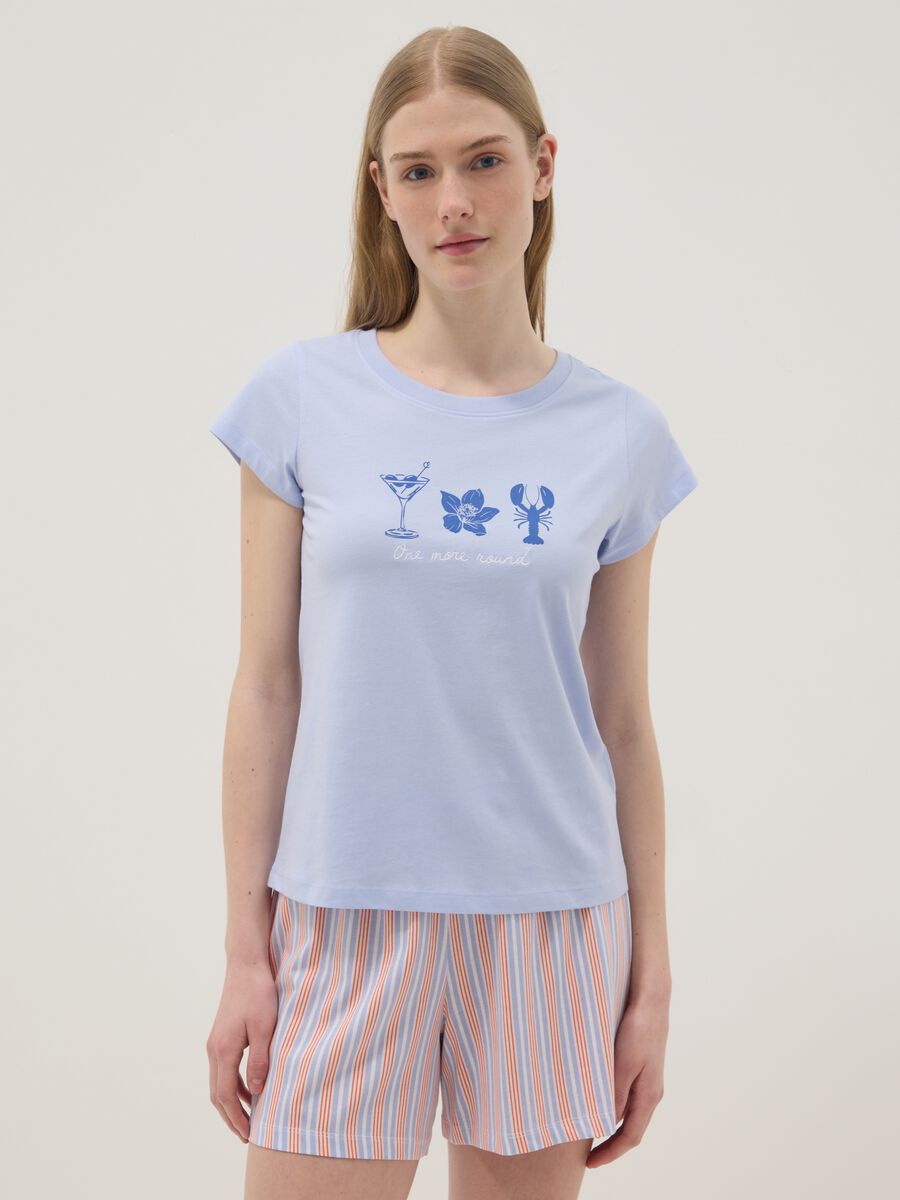 Multicolour pure cotton short pyjamas, regular fit, with prints_1