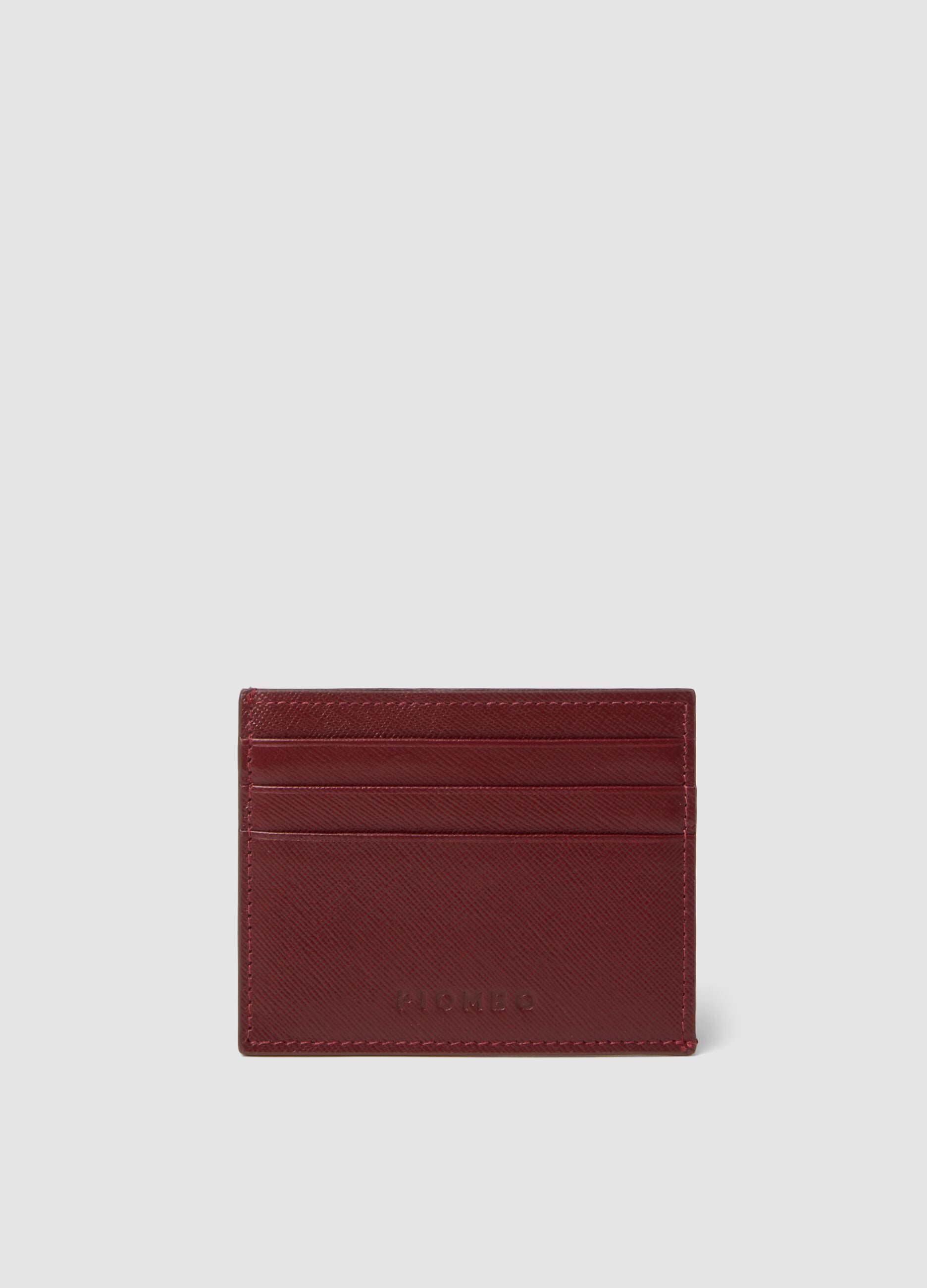 Red genuine leather card holder