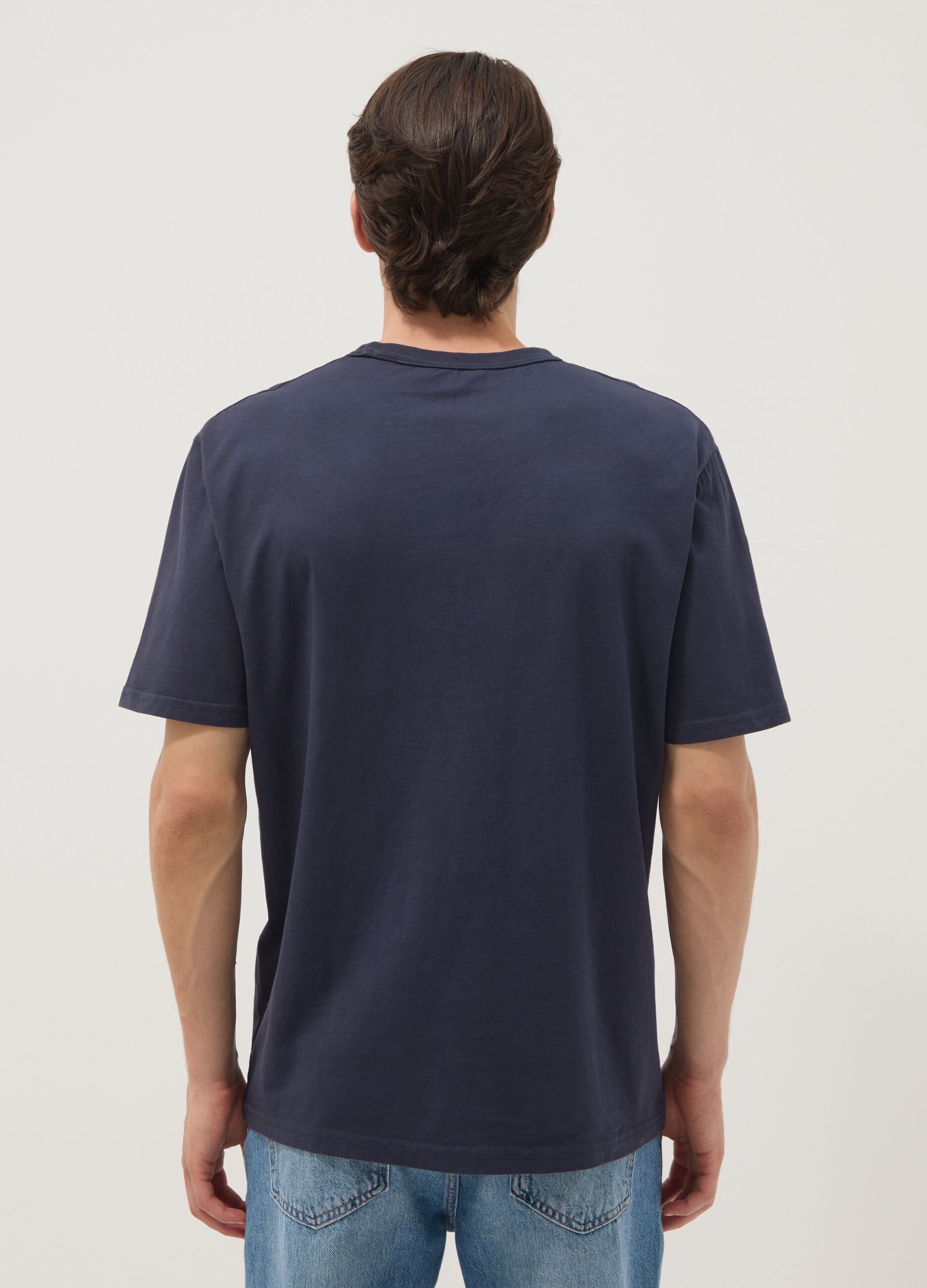Navy pure cotton relaxed-fit T-shirt