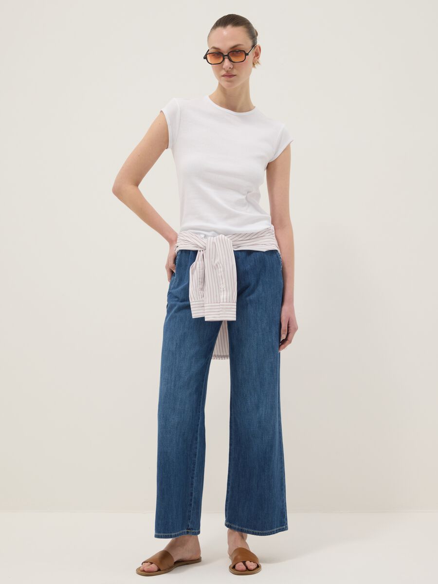 White short-sleeved pure cotton t-shirt regular fit_2