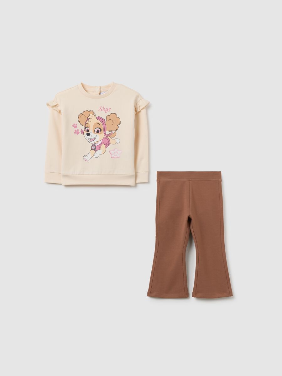 Multicolour cotton blend sweatshirt and trouser set for girls with regular fit_0