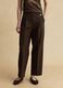 Brown cotton blend straight fit trousers_1