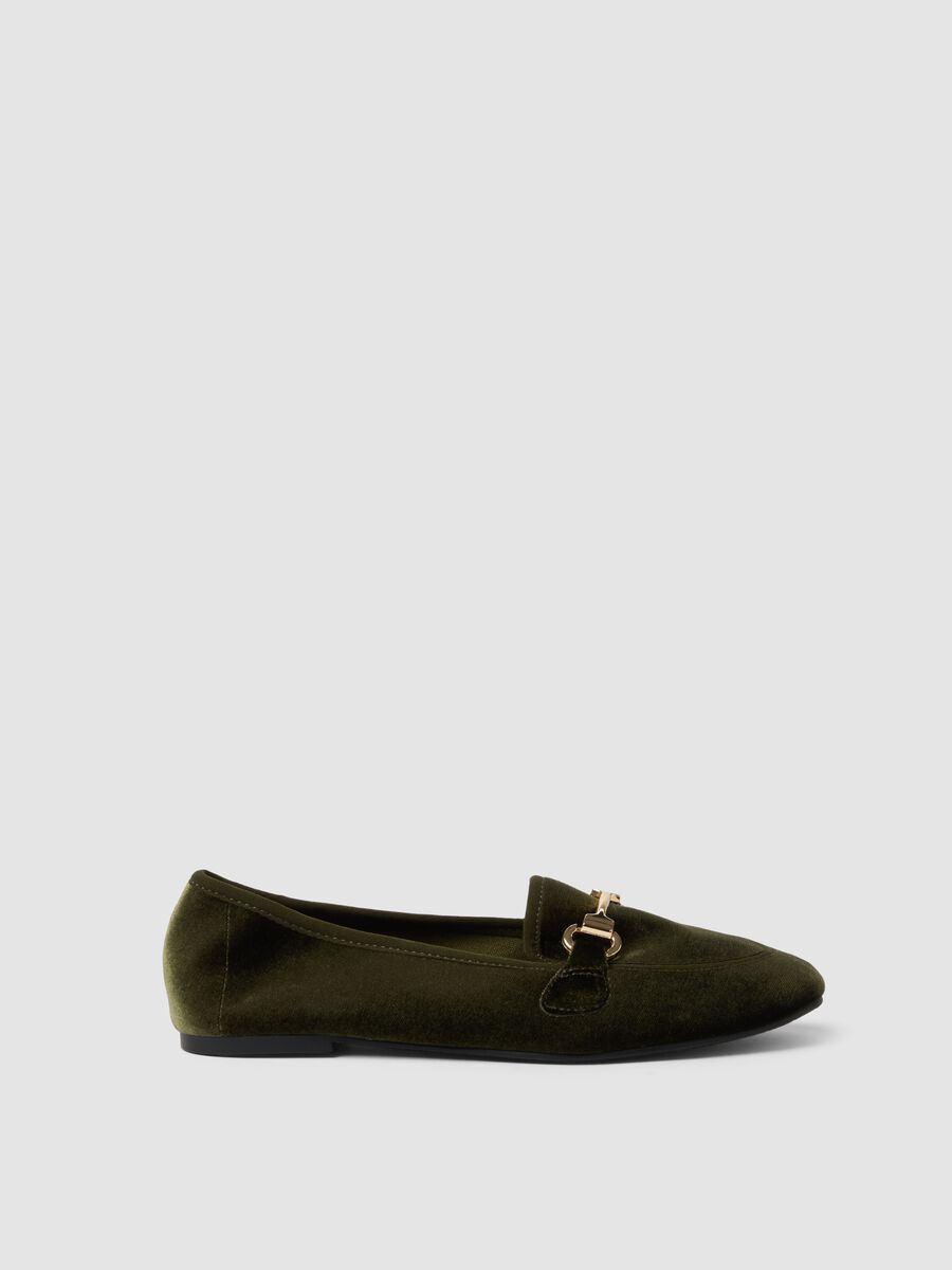 Green loafers with gold-tone bit_0