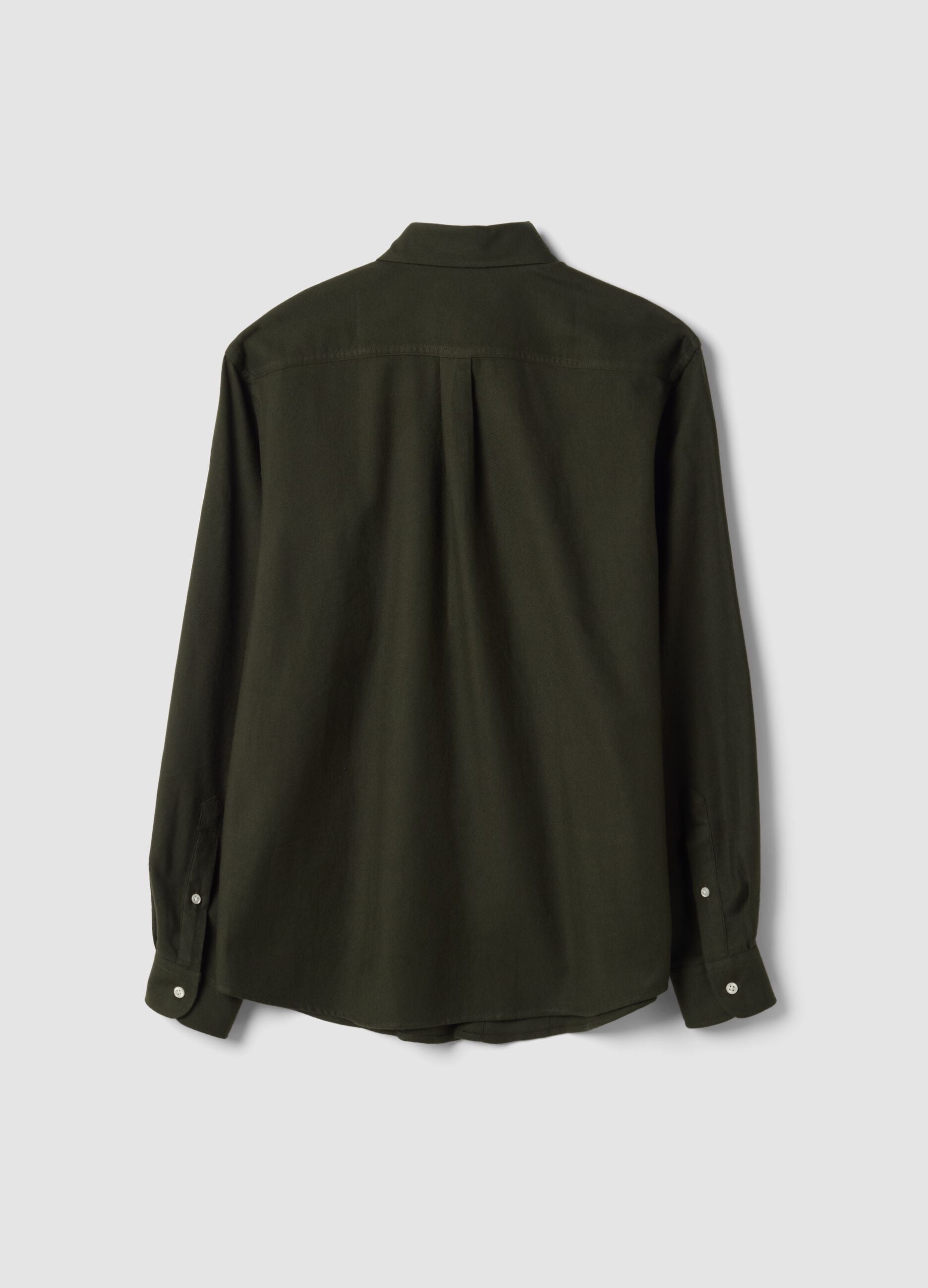 Camicia verde in flanella di puro cotone regular fit