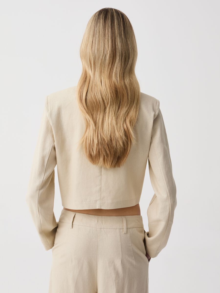 Cropped blazer in linen and viscose_2