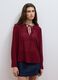 Red regular-fit blouse with V-neck and tie detail_0