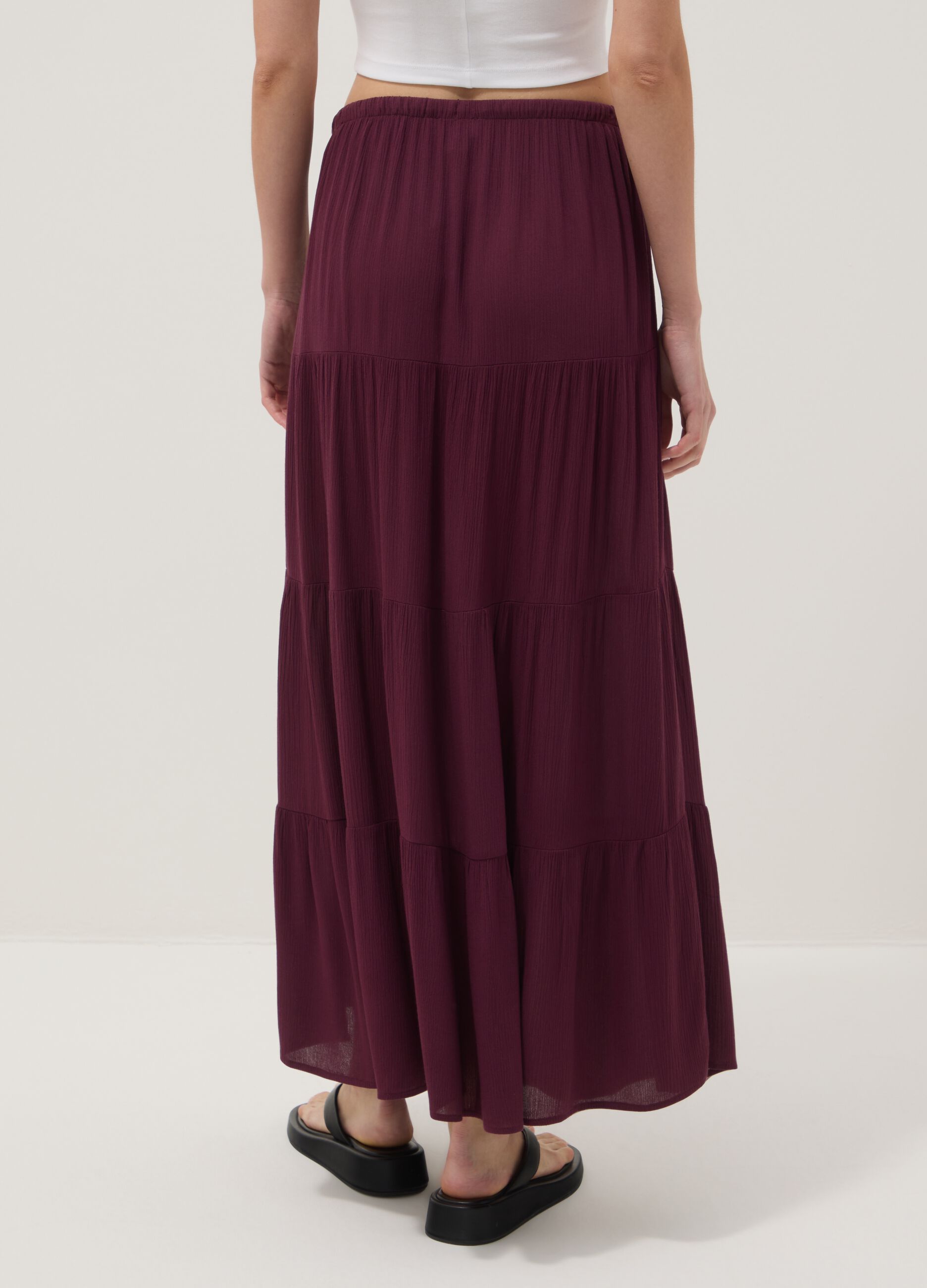 Long purple skirt in pure viscose