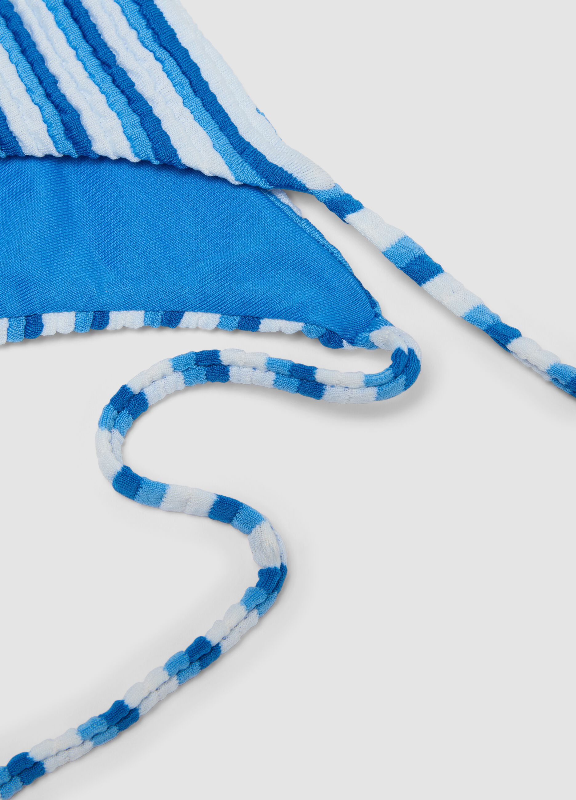 Blue striped stretch bikini bottoms