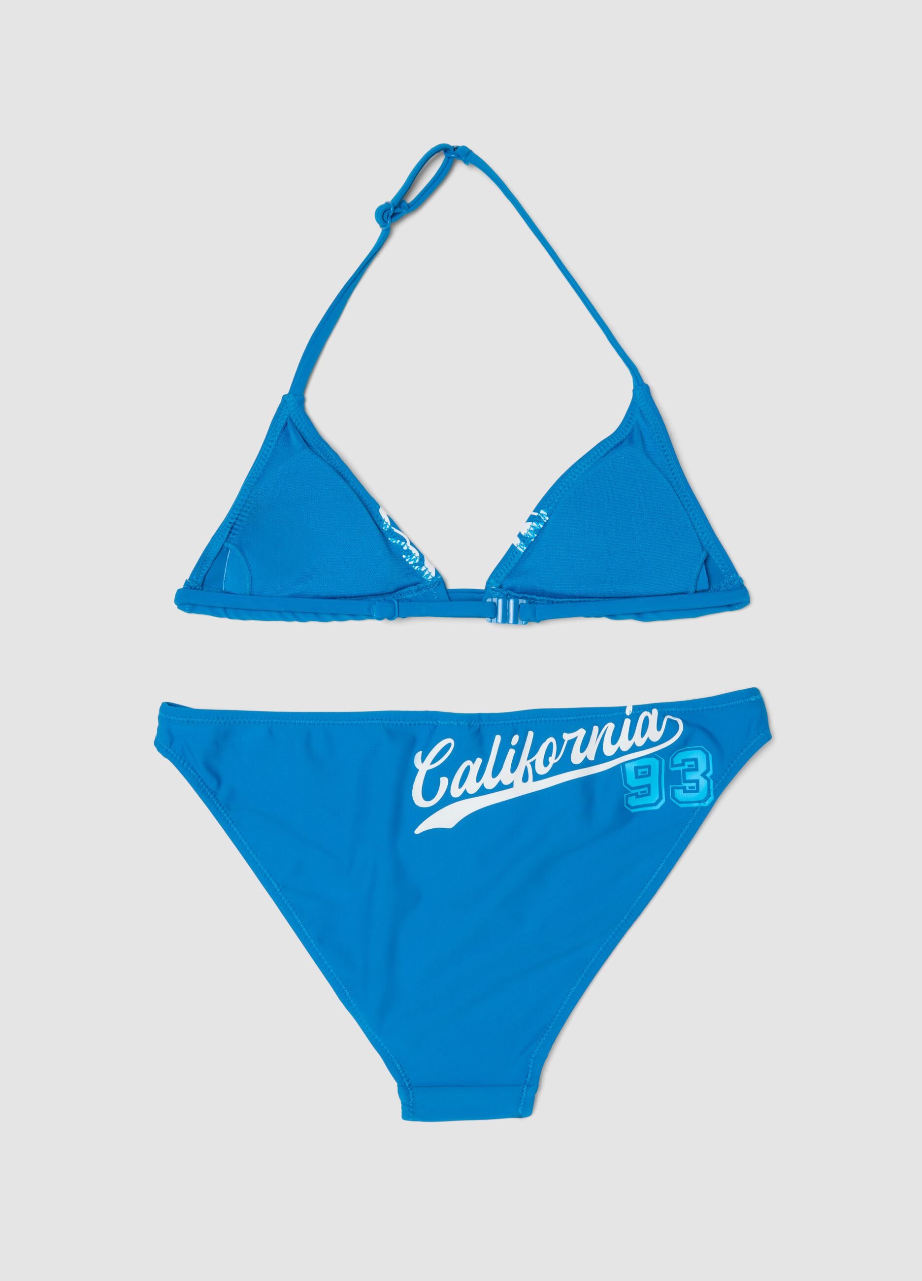 Blue triangle bikini in stretch fabric