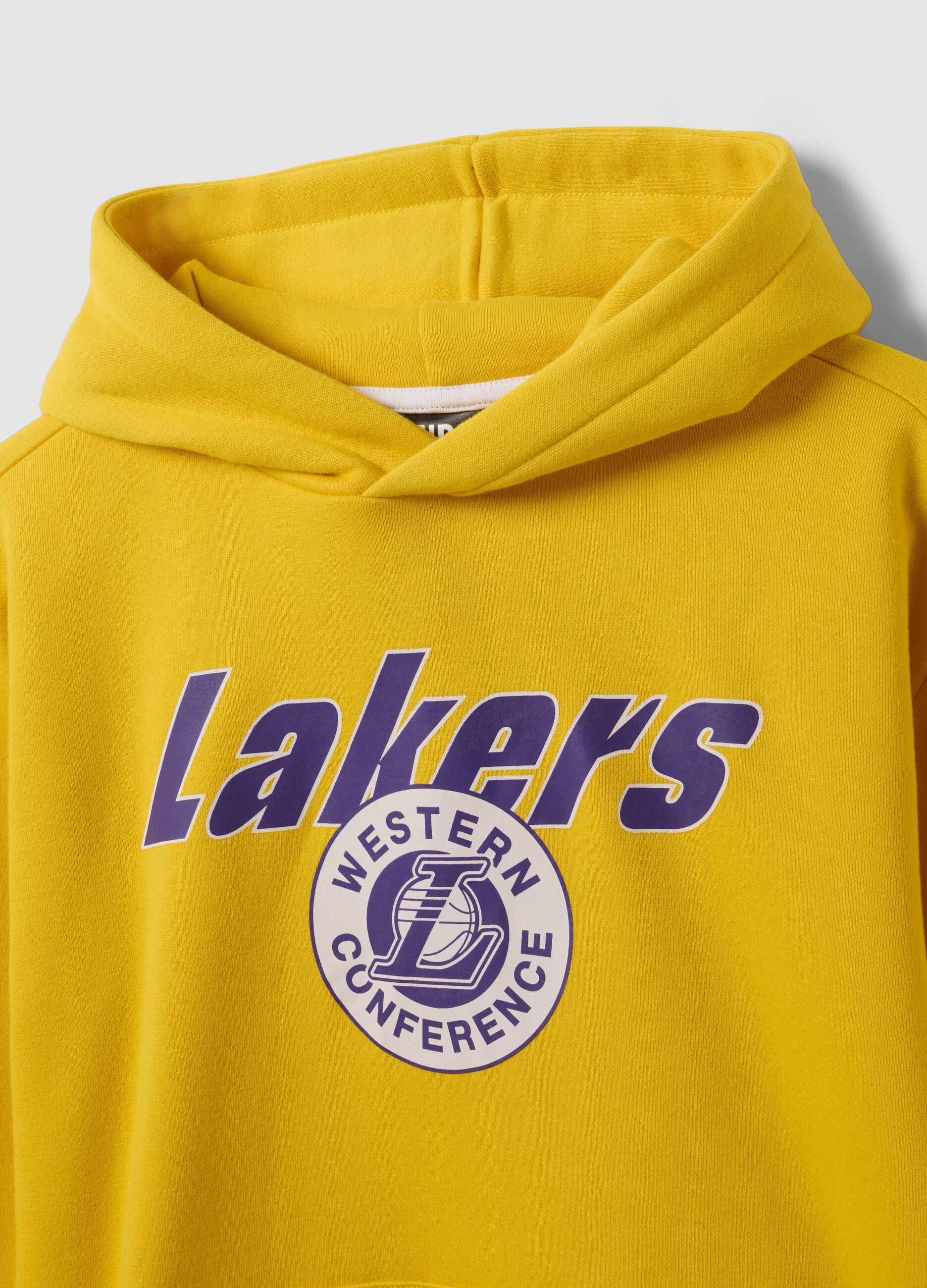 Yellow cotton-blend hoodie with Lakers print for boys