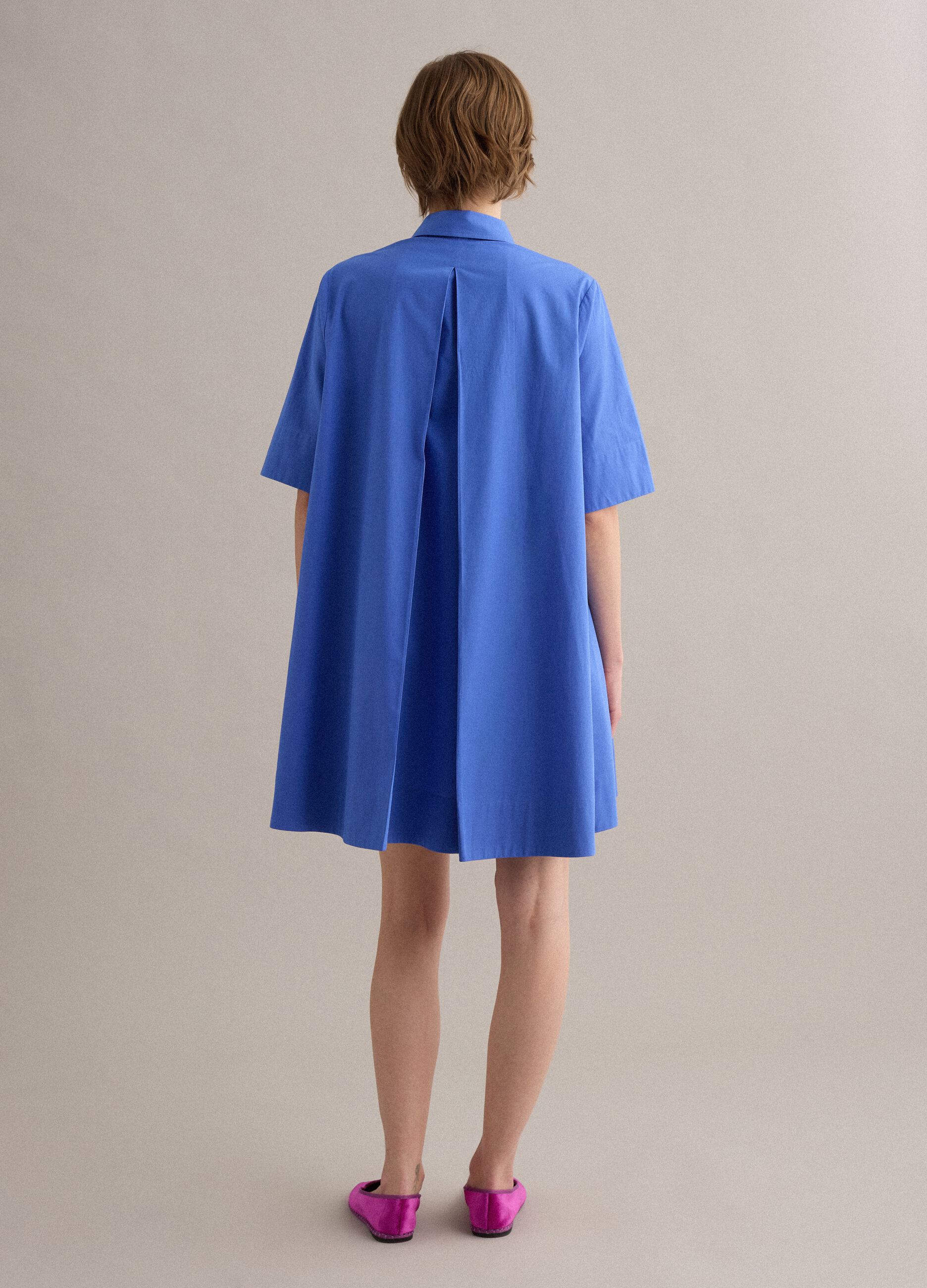 Blue pure cotton shirt dress