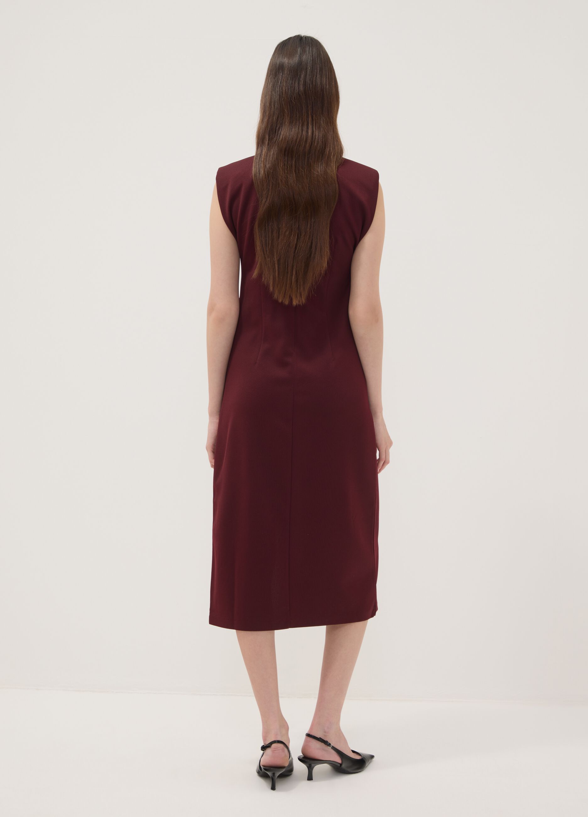 Rotes Midikleid aus Stretchmaterial, Slim Fit