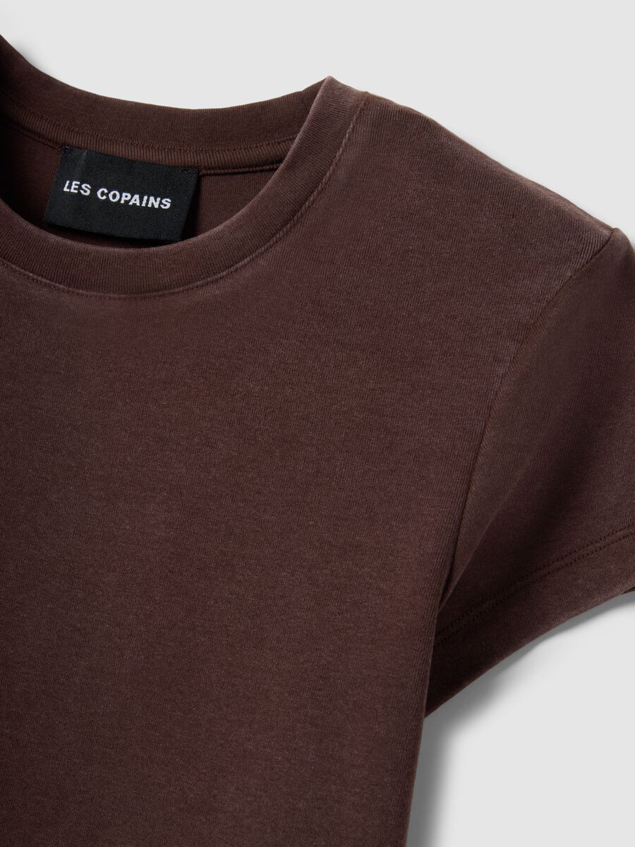 Brown fitted stretch cotton T-shirt_1