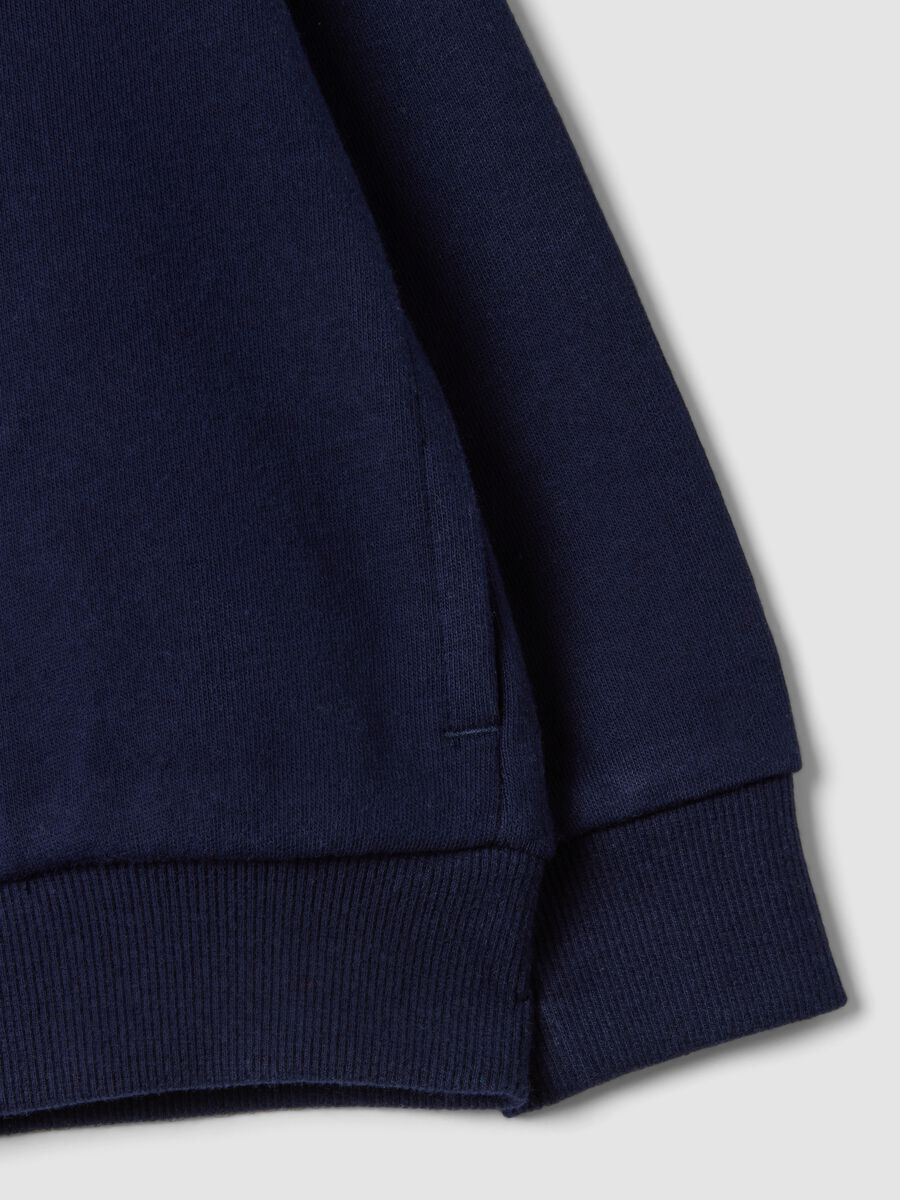 Blue hooded sweatshirt in pure organic cotton with star, regular fit for baby girl_2