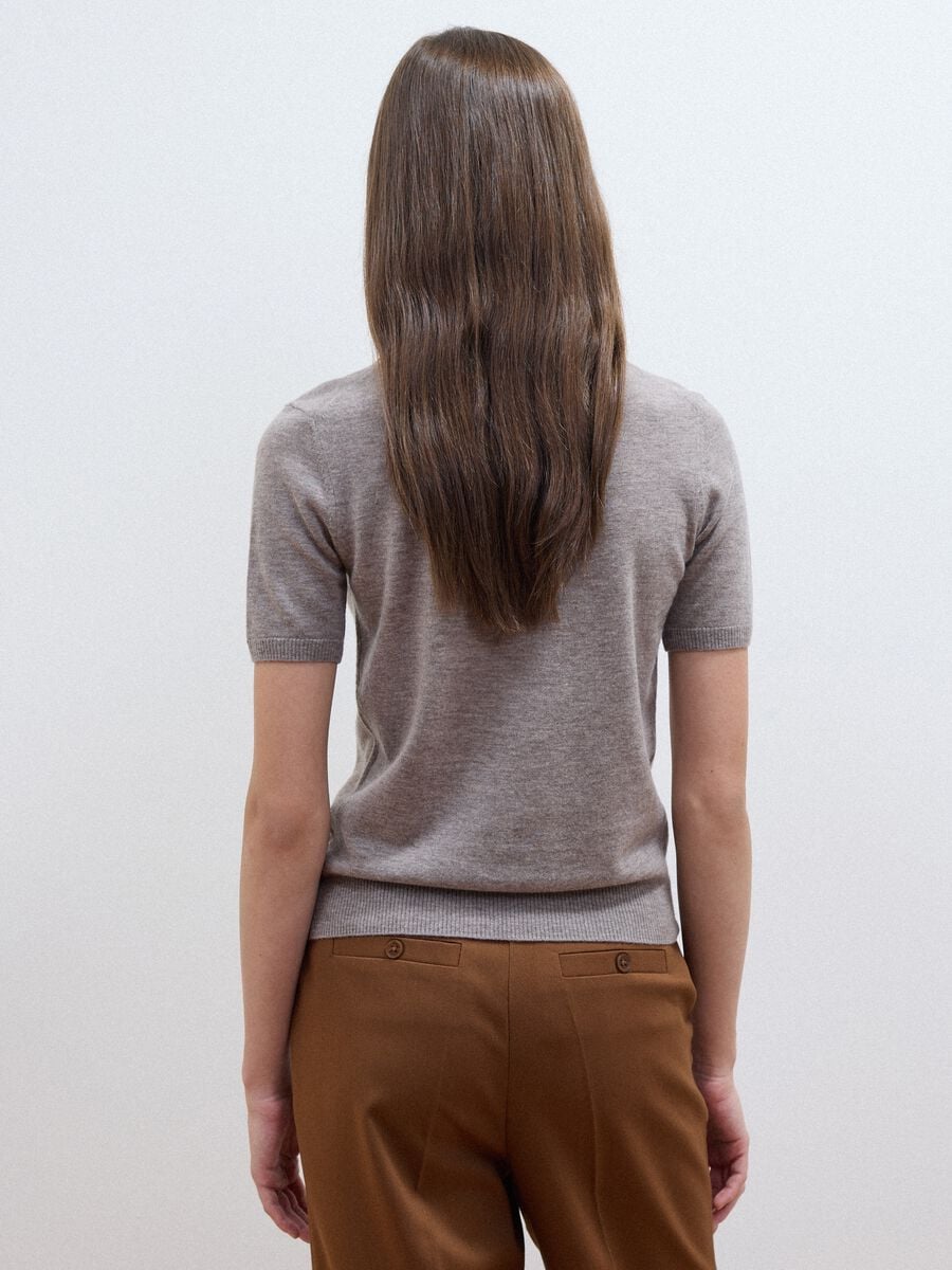 Taupe-grey pure wool polo-collar jumper, regular fit_3