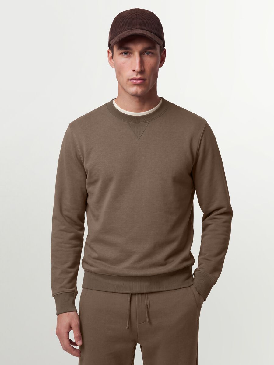 Grey crew-neck cotton-blend sweatshirt, regular fit_0