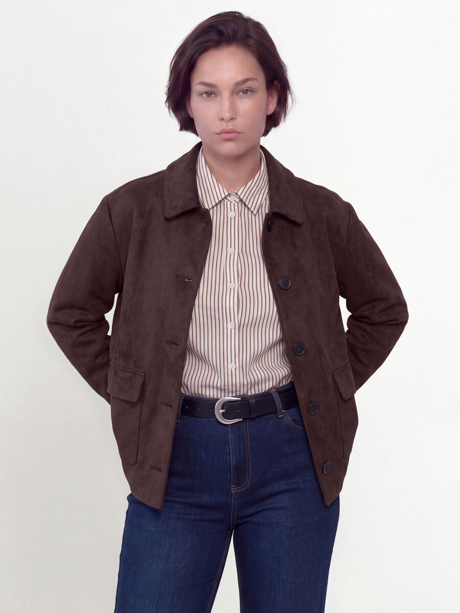 Brown regular-fit jacket with buttons_1