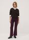 Pantaloni viola flare in cotone e modal elasticizzato a coste_0