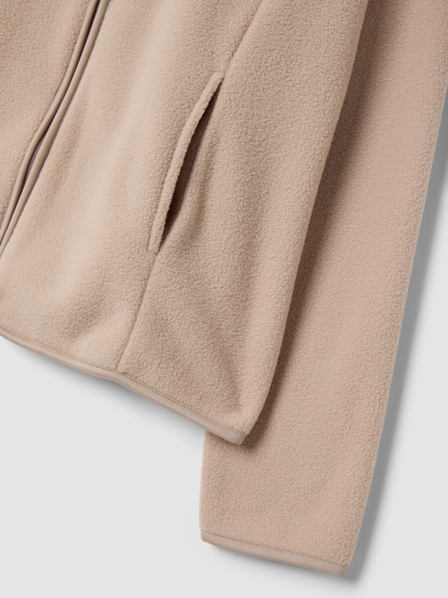 Felpa beige chiaro con girocollo e zip_1