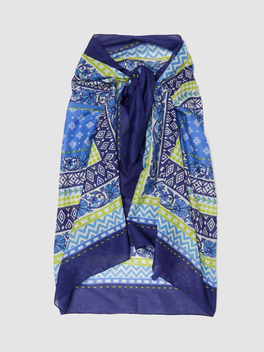 Blue pure cotton printed sarong_0
