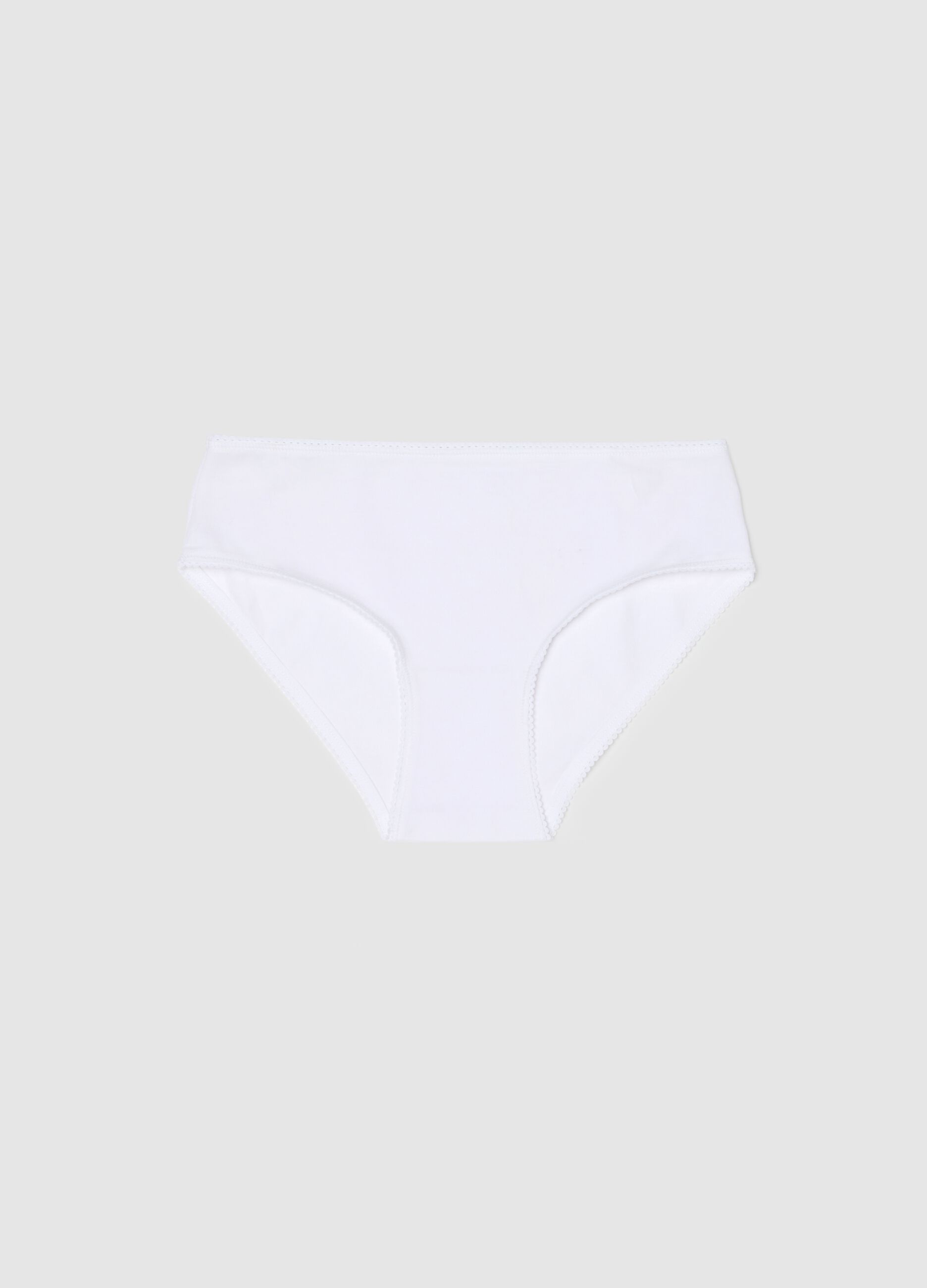 Girls' White Cotton Stretch Briefs - Regular Fit