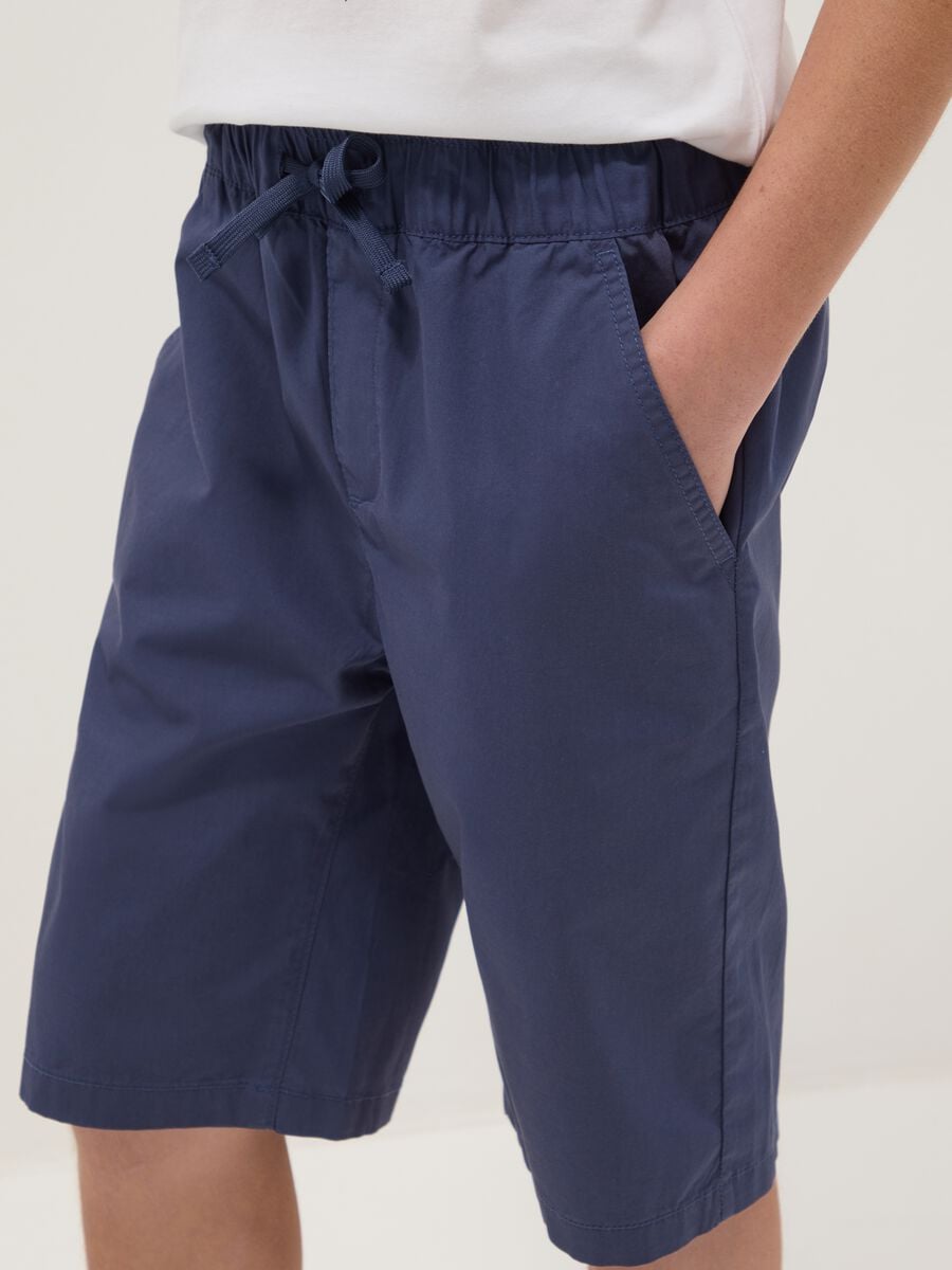 Blue pure cotton shorts with elasticated waist_2