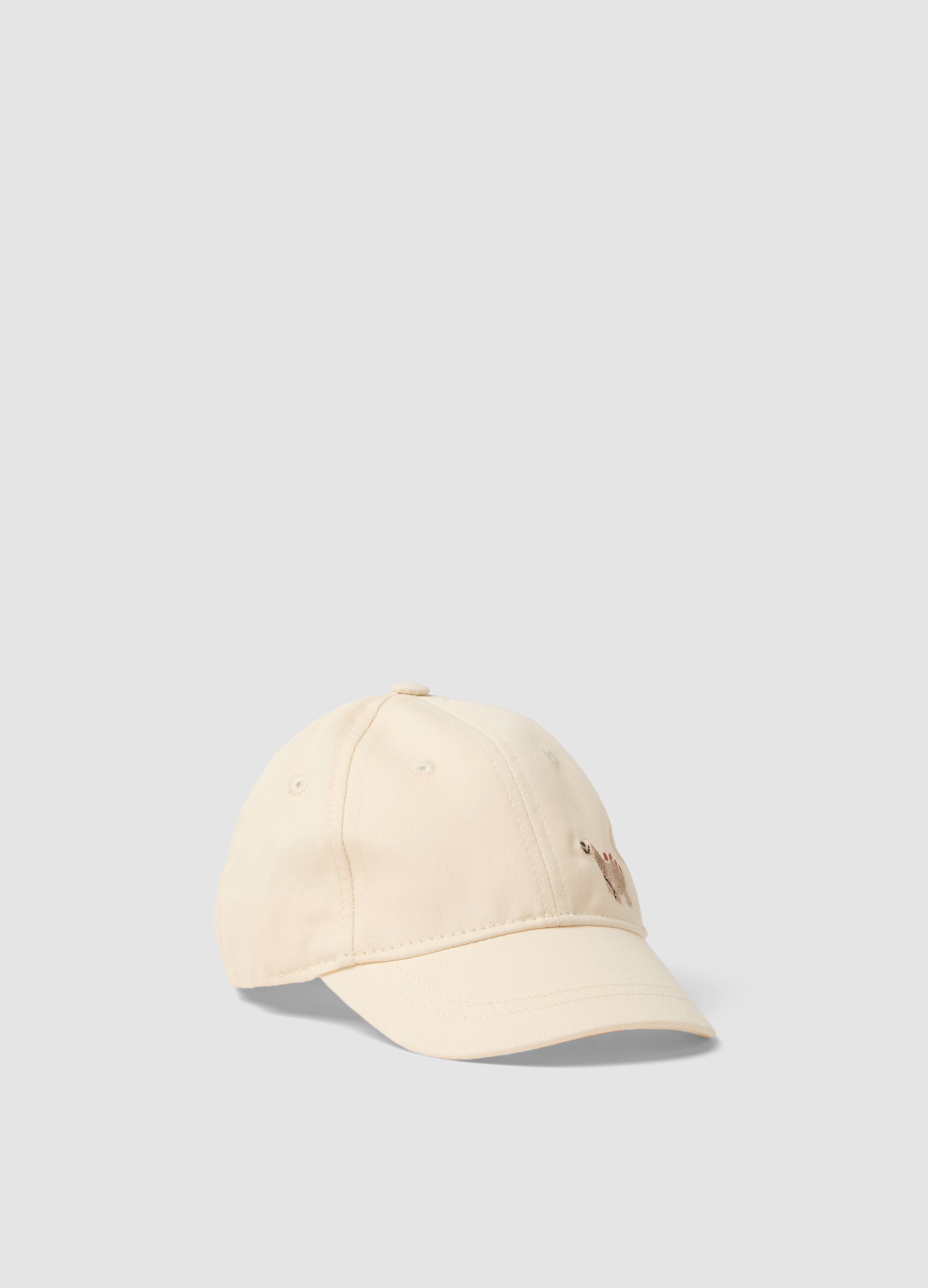 Wei&szlig;er Kinderhut aus reiner Baumwolle mit Dinosaurier