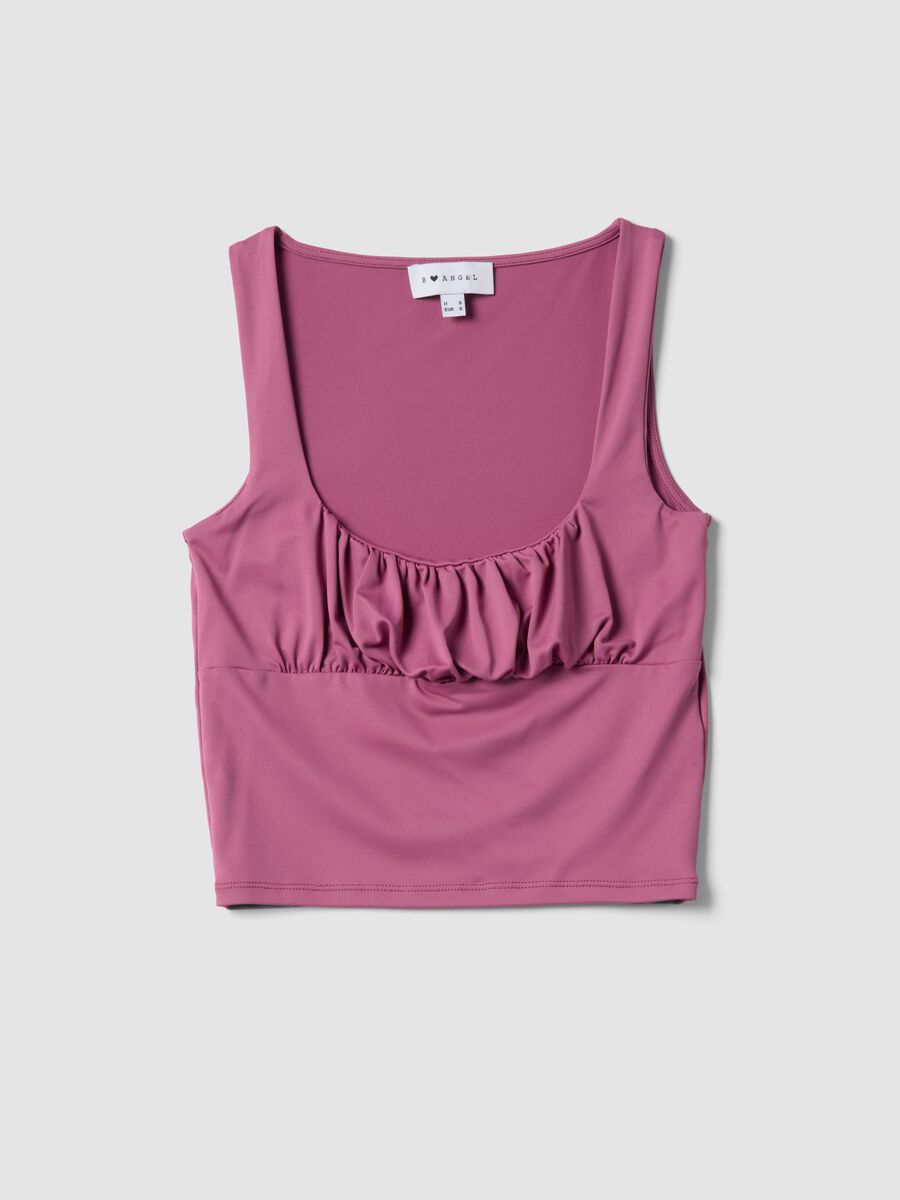Rosa Stretch-Tanktop in Regular Fit mit Falten_0