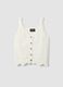 White cotton blend regular fit tank top with buttons_4