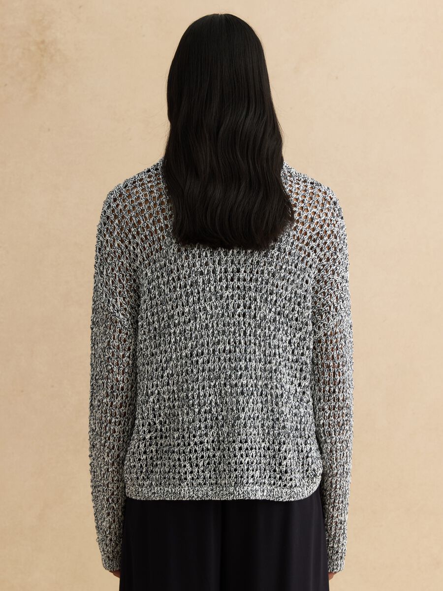 Multicolour cotton blend pullover regular fit with knitted design_3